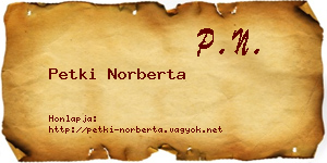 Petki Norberta névjegykártya